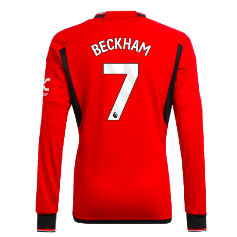 2023-2024 Man Utd Home Long Sleeve Shirt (Kids) (Beckham 7)