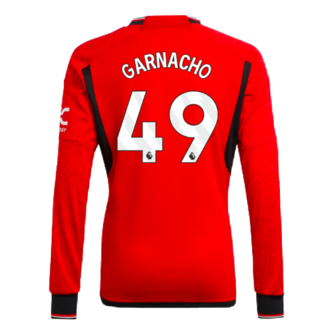 2023-2024 Man Utd Home Long Sleeve Shirt (Kids) (Garnacho 17)