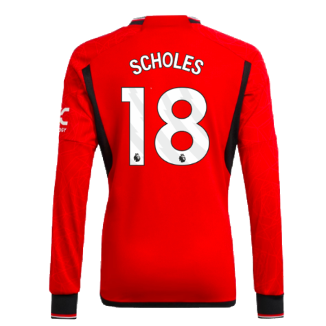 2023-2024 Man Utd Home Long Sleeve Shirt (Kids) (Scholes 18)