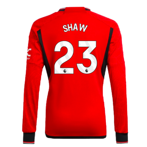 2023-2024 Man Utd Home Long Sleeve Shirt (Kids) (Shaw 23)