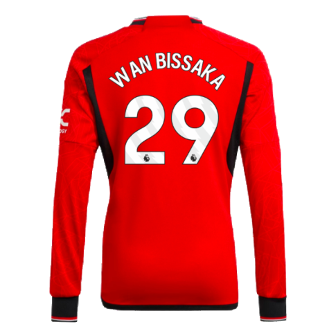 2023-2024 Man Utd Home Long Sleeve Shirt (Kids) (Wan Bissaka 29)