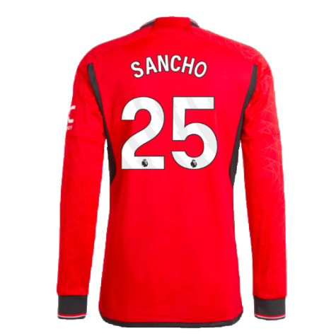 2023-2024 Man Utd Long Sleeve Home Shirt (Sancho 25)