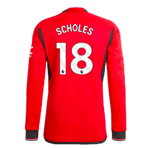 2023-2024 Man Utd Long Sleeve Home Shirt (Scholes 18)