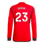 2023-2024 Man Utd Long Sleeve Home Shirt (Shaw 23)