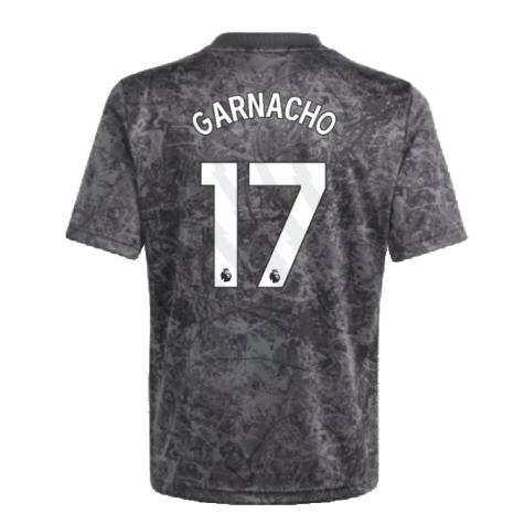 2023-2024 Man Utd Pre-Match Shirt (Black) - Kids (Garnacho 17)