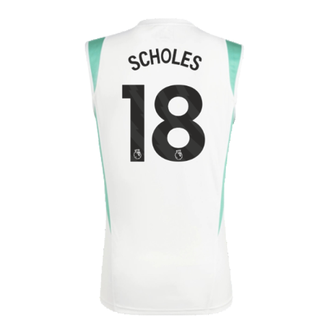 2023-2024 Man Utd Sleeveless Jersey (White) (Scholes 18)