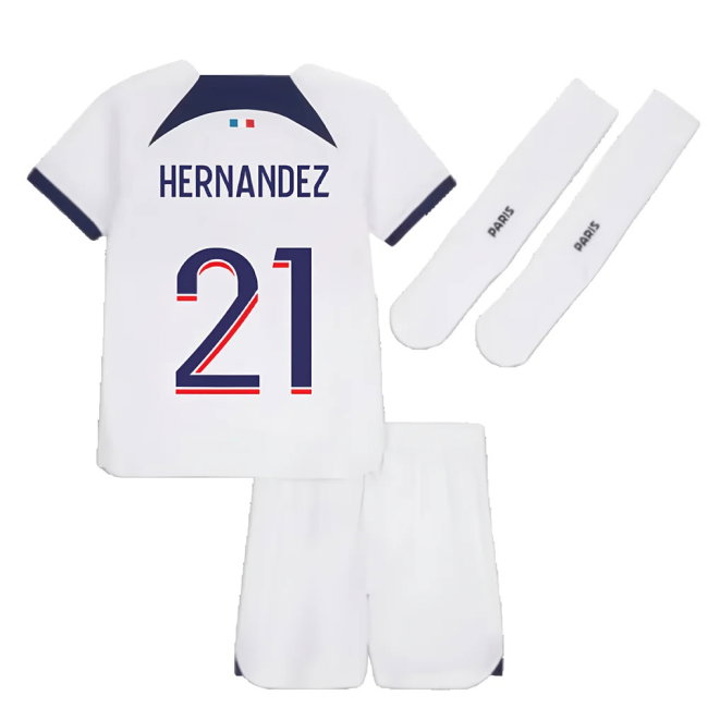 2023-2024 PSG Away Little Boys Mini Kit (Hernandez 21)