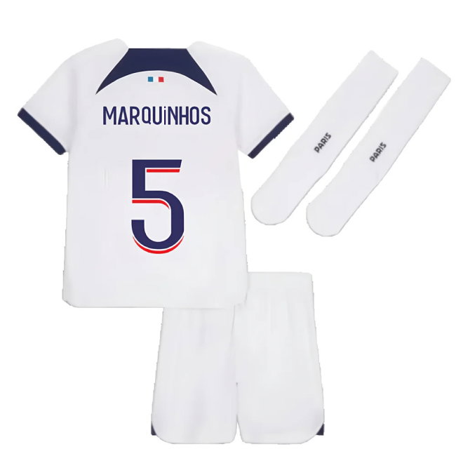 2023-2024 PSG Away Little Boys Mini Kit (Marquinhos 5)