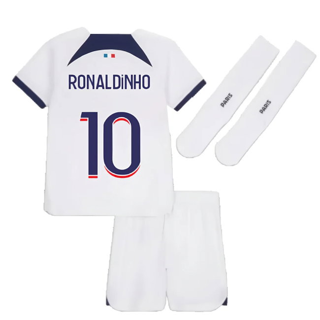 2023-2024 PSG Away Little Boys Mini Kit (Ronaldinho 10)