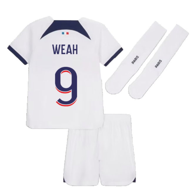 2023-2024 PSG Away Little Boys Mini Kit (Weah 9)