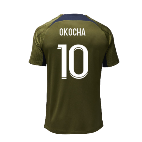 2023-2024 PSG Dri-Fit Strike Fourth Training Shirt (Green Hemp) (Okocha 10)