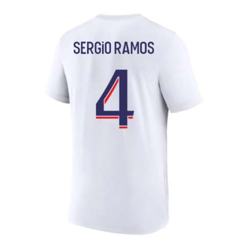 2023-2024 PSG Premium Essentials T-shirt (White) (Sergio Ramos 4)