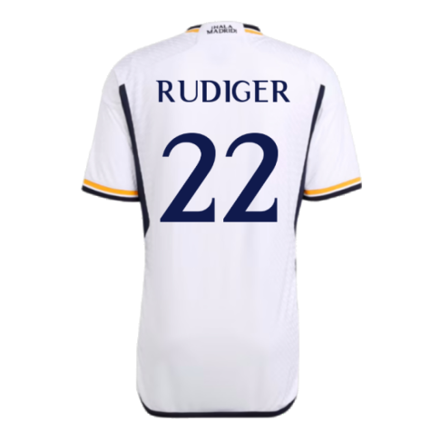2023-2024 Real Madrid Authentic Home Shirt (Rudiger 22)