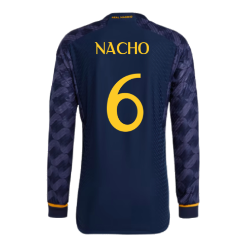2023-2024 Real Madrid Authentic Long Sleeve Away Shirt (Nacho 6)