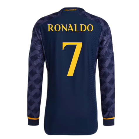 2023-2024 Real Madrid Authentic Long Sleeve Away Shirt (Ronaldo 7)