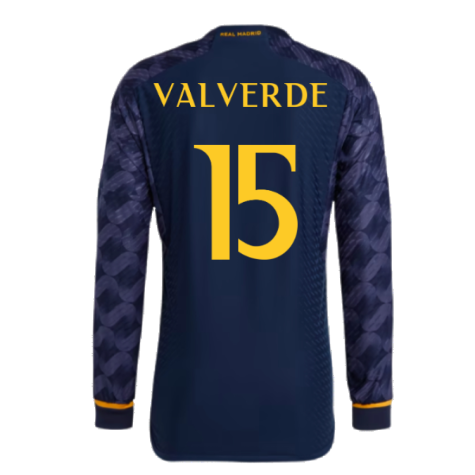 2023-2024 Real Madrid Authentic Long Sleeve Away Shirt (Valverde 15)