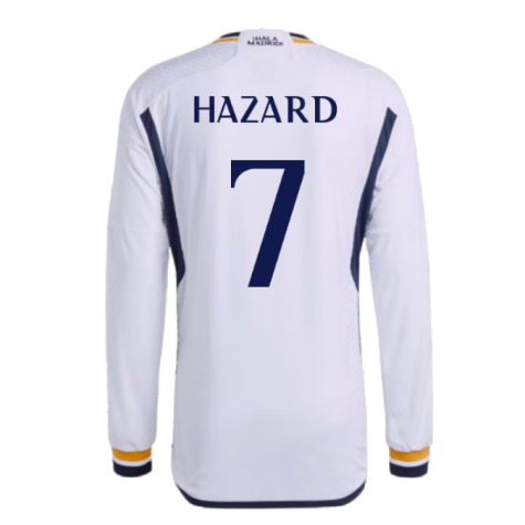 2023-2024 Real Madrid Authentic Long Sleeve Home Shirt (Hazard 7)