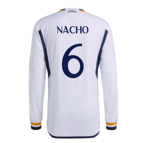 2023-2024 Real Madrid Authentic Long Sleeve Home Shirt (Nacho 6)
