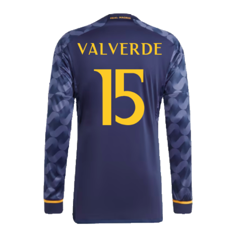 2023-2024 Real Madrid Long Sleeve Away Shirt (Valverde 15)
