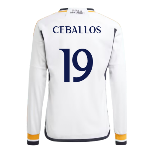 2023-2024 Real Madrid Long Sleeve Home Shirt (Kids) (Ceballos 19)