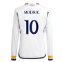 2023-2024 Real Madrid Long Sleeve Home Shirt (Kids) (Modric 10)