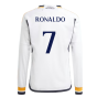 2023-2024 Real Madrid Long Sleeve Home Shirt (Kids) (Ronaldo 7)