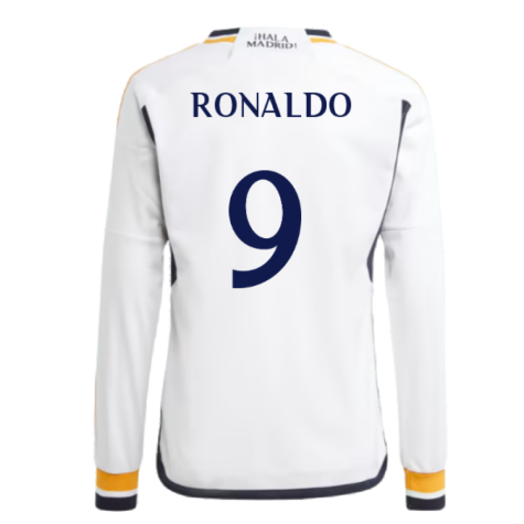 2023-2024 Real Madrid Long Sleeve Home Shirt (Kids) (Ronaldo 9)