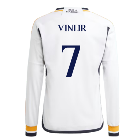 2023-2024 Real Madrid Long Sleeve Home Shirt (Kids) (Vini Jr 7)