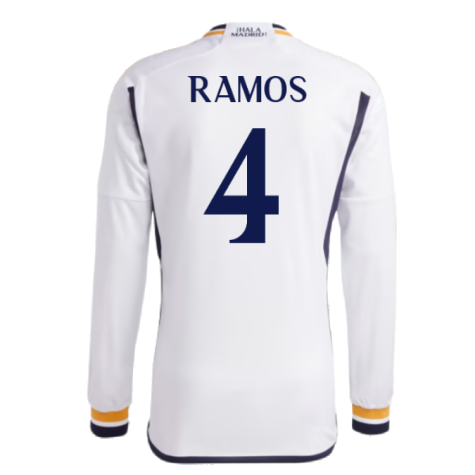 2023-2024 Real Madrid Long Sleeve Home Shirt (Sergio Ramos 4)