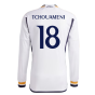 2023-2024 Real Madrid Long Sleeve Home Shirt (Tchouameni 18)