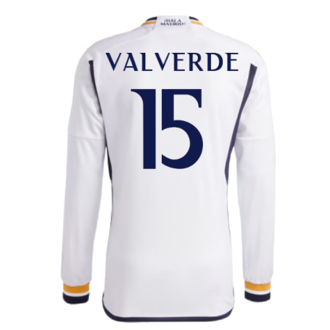 2023-2024 Real Madrid Long Sleeve Home Shirt (Valverde 15)