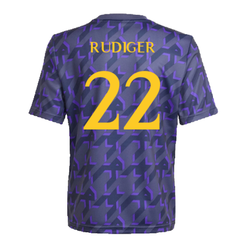 2023-2024 Real Madrid Pre-Match Shirt (Shadow Navy) - Kids (Rudiger 22)