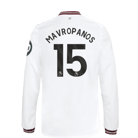 2023-2024 West Ham Long Sleeve Away Shirt (Kids) (Mavropanos 15)