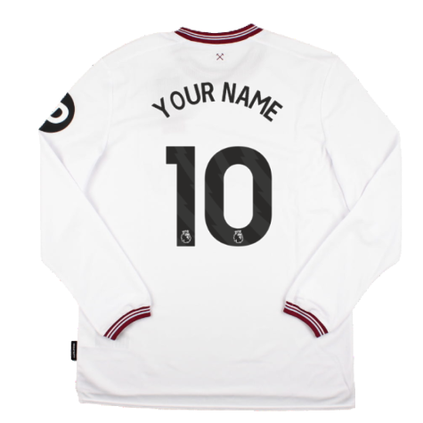 2023-2024 West Ham Long Sleeve Away Shirt (Your Name)
