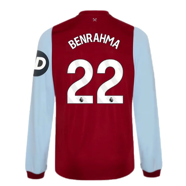 2023-2024 West Ham Long Sleeve Home Shirt (BENRAHMA 22)