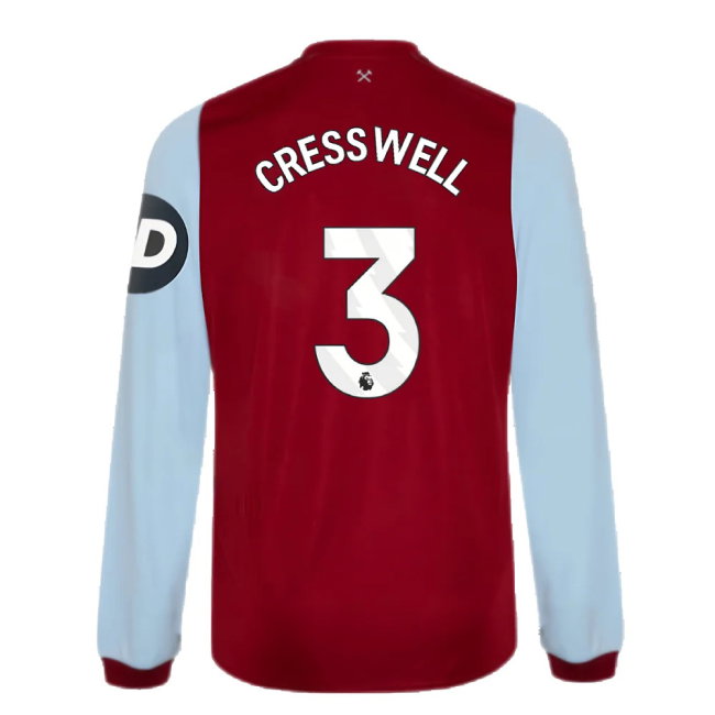 2023-2024 West Ham Long Sleeve Home Shirt (CRESSWELL 3)