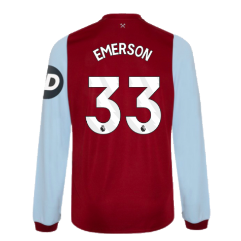 2023-2024 West Ham Long Sleeve Home Shirt (EMERSON 33)