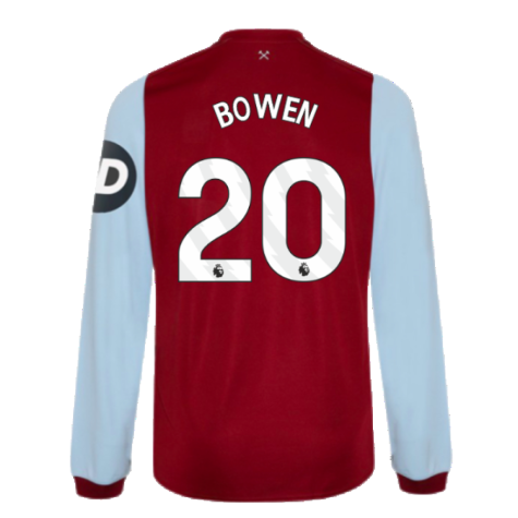 2023-2024 West Ham Long Sleeve Home Shirt (Kids) (BOWEN 20)