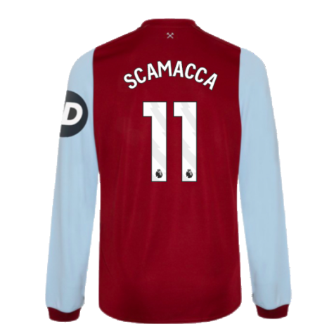 2023-2024 West Ham Long Sleeve Home Shirt (Kids) (SCAMACCA 11)