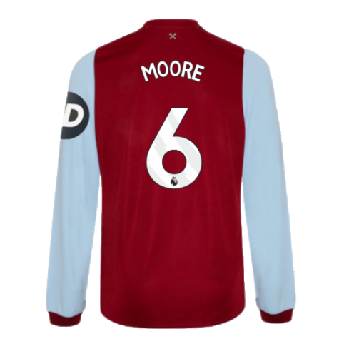 2023-2024 West Ham Long Sleeve Home Shirt (MOORE 6)