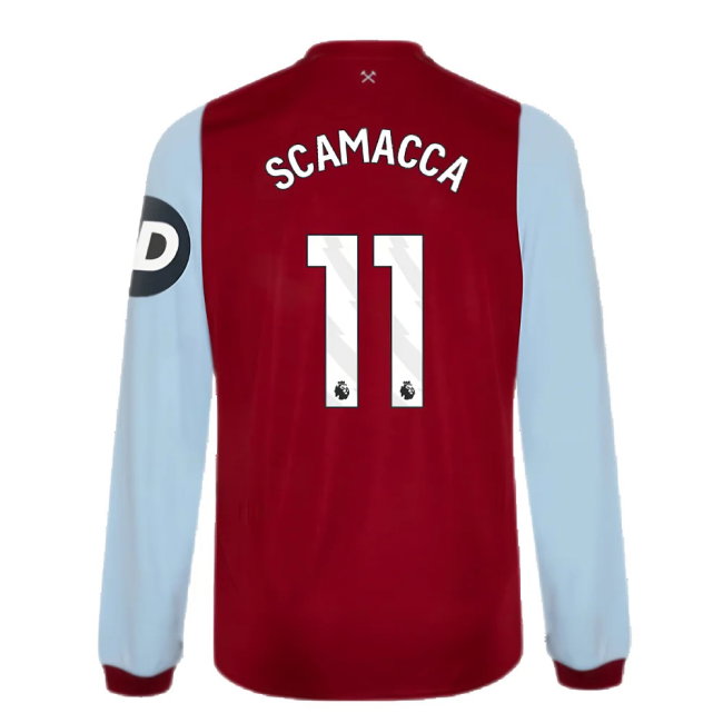 2023-2024 West Ham Long Sleeve Home Shirt (SCAMACCA 11)