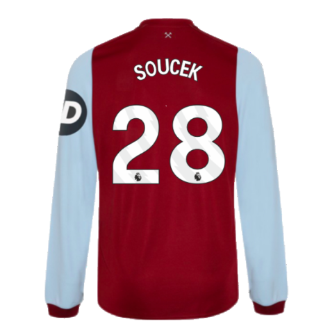 2023-2024 West Ham Long Sleeve Home Shirt (SOUCEK 28)
