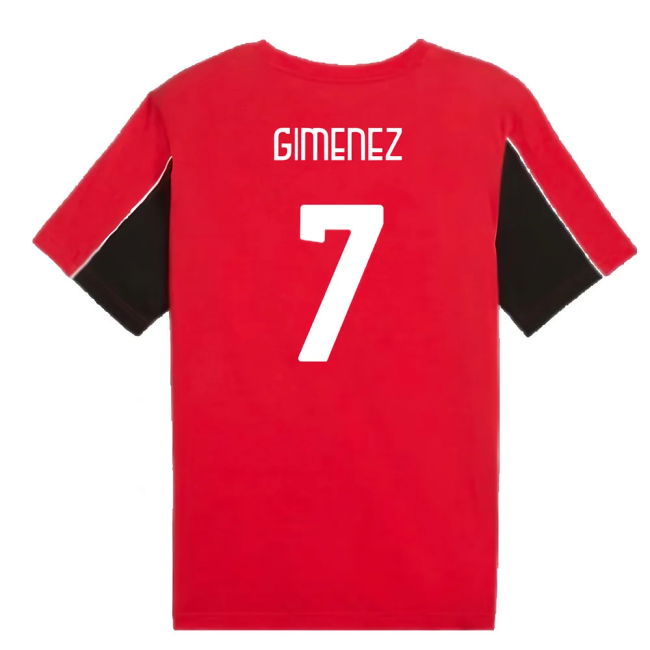2024-2025 AC Milan FtblArchive Tee (Red) (Gimenez 7)