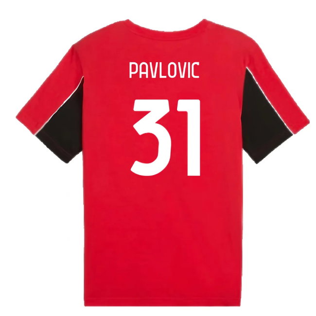 2024-2025 AC Milan FtblArchive Tee (Red) (Pavlovic 31)