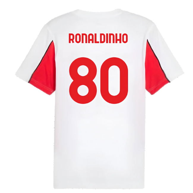 2024-2025 AC Milan FtblArchive Tee (White) (Ronaldinho 80)