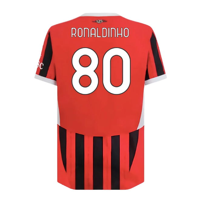 2024-2025 AC Milan Home Authentic Shirt (Ronaldinho 80)