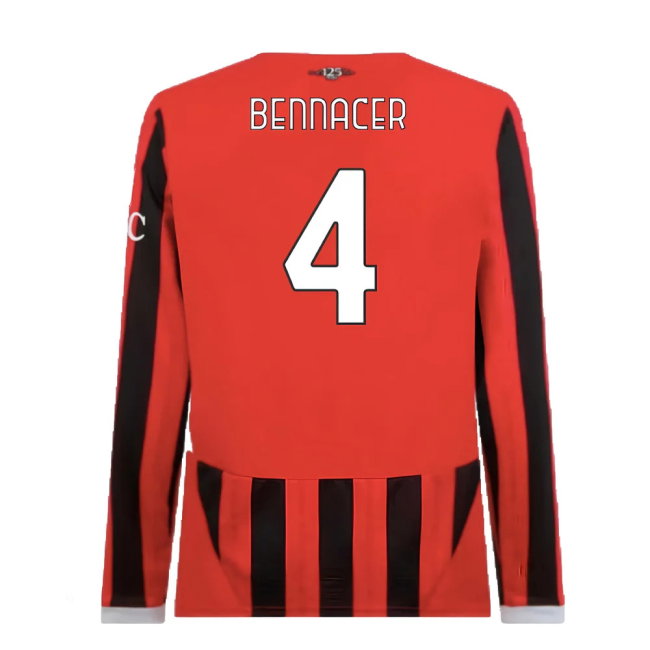 2024-2025 AC Milan Home Long Sleeve Shirt (Bennacer 4)