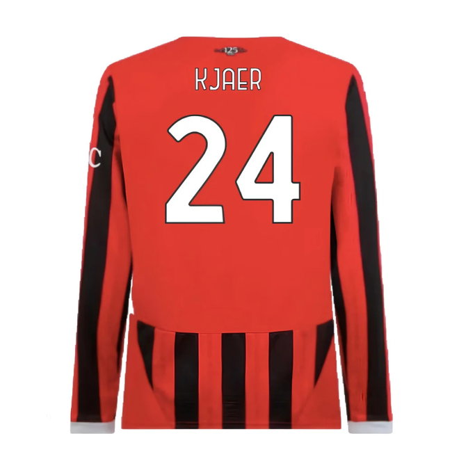 2024-2025 AC Milan Home Long Sleeve Shirt (Kjaer 24)