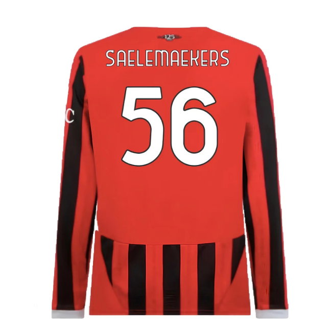 2024-2025 AC Milan Home Long Sleeve Shirt (Saelemaekers 56)