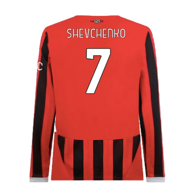 2024-2025 AC Milan Home Long Sleeve Shirt (Shevchenko 7)